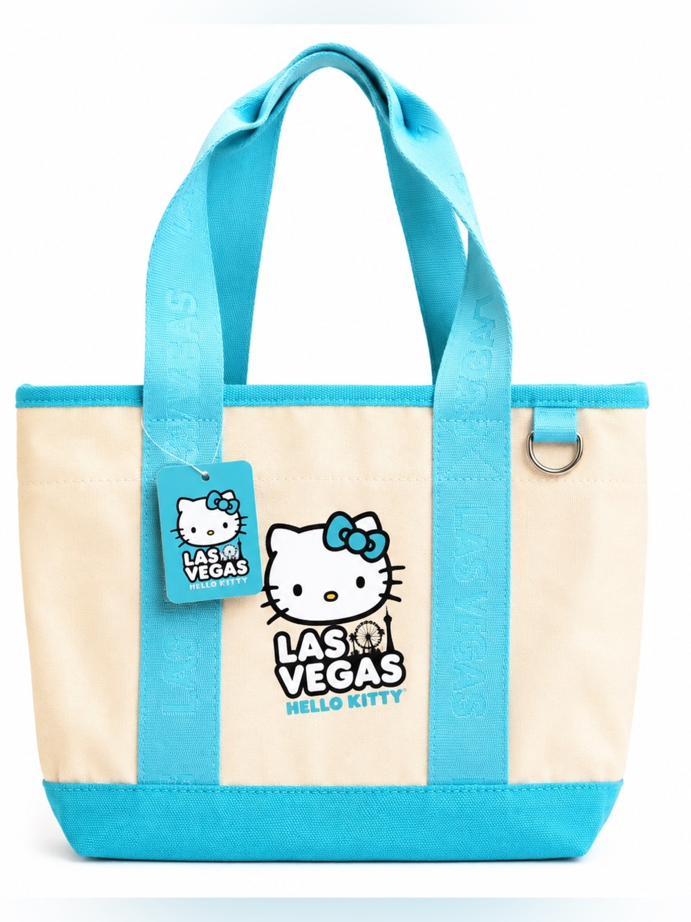 Hello Kitty Las Vegas Tote Bag Turquoise Canvas NWT